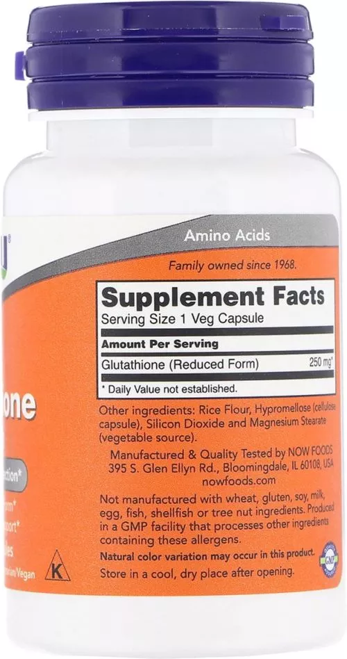 Амінокислота Now Foods Глутатіон 250 мг, 60 вегетаріанських капсул (733739000965) - фото №2
