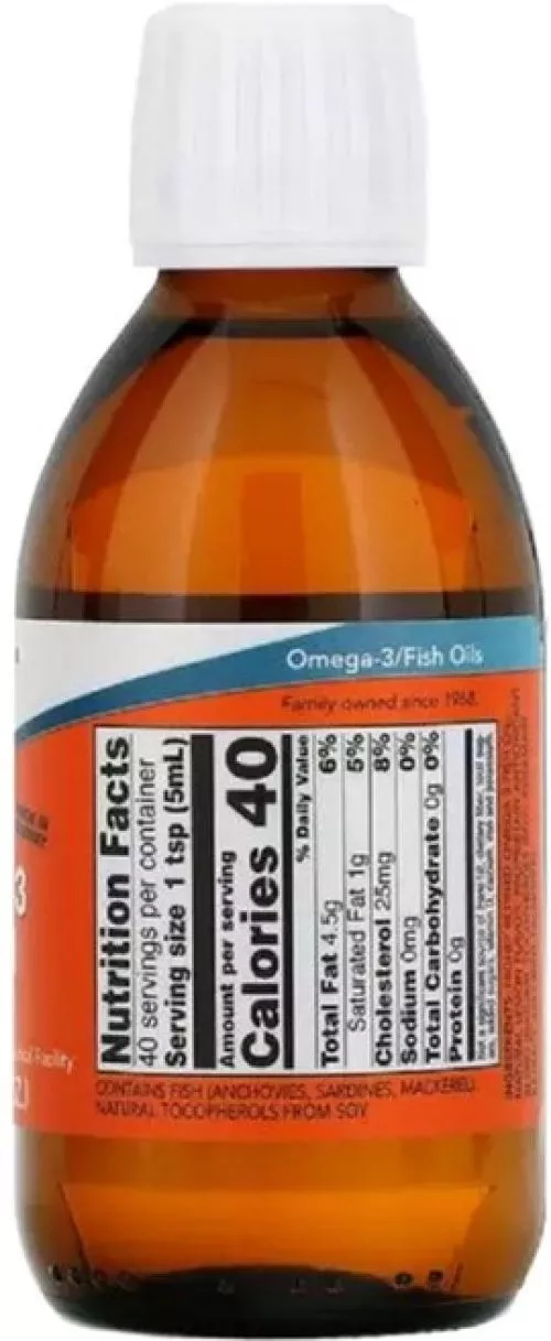 омега 3 зі смаком лимона, Omega 3, Now Foods 200 мл (7 рідких унцій) (733739016591) - фото №2