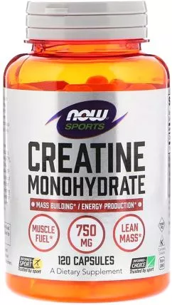 Моногідрат креатину, 750 мг, Now Foods Creatine Monohydrate, 120 капсул (733739020352)