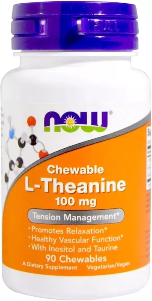 Аминокислота Now Foods: L-Теанин, L-Theanine 100 мг, 90 жевательных таблеток (733739001443) - фото №2