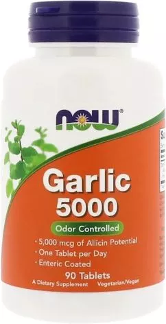 Екстракт часнику 5000 мг, Now Foods Garlic 5000, 90 таблеток (733739018144)