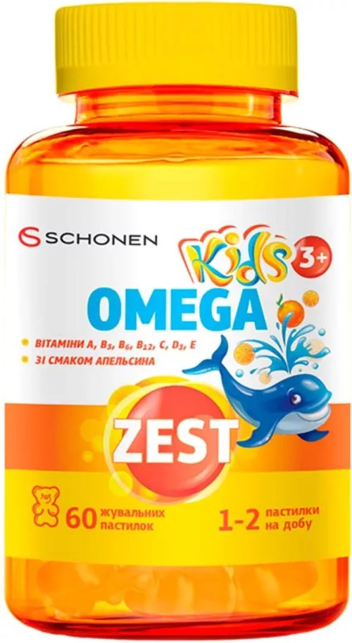 Зест ZEST Kids Omega Вітаміни №60 жувальних пластинок (000001226) - фото №2