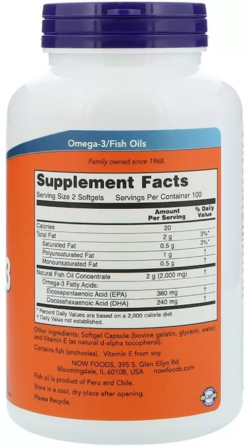 Жирные кислоты Now Foods Омега-3 1000 мг 30 желатиновых капсул (733739016492) - фото №2