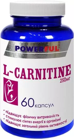 Амінокислота Красота та Здоров'я L-Carnitine POWERFUL 250 мг 60 капсул (4820142434190)