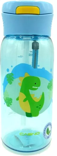 Пляшка для води Casno KXN-1195 400 мл Діно із соломинкою Блакитна (KXN-1195_Dino)