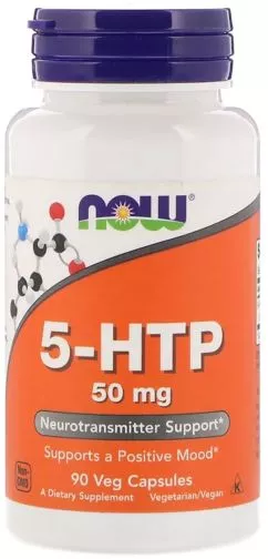 Амінокислота Now Foods 5-HTP (Гідрокситриптофан) 50 мг 90 вегетаріанських капсул (733739000996)