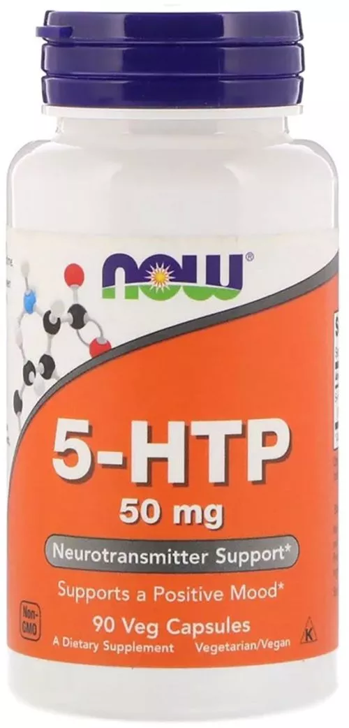 Амінокислота Now Foods 5-HTP (Гідрокситриптофан) 50 мг 90 вегетаріанських капсул (733739000996) - фото №3