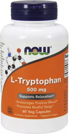 Амінокислота Now Foods L-Триптофан 500 мг 60 гелевих капсул (733739001665)