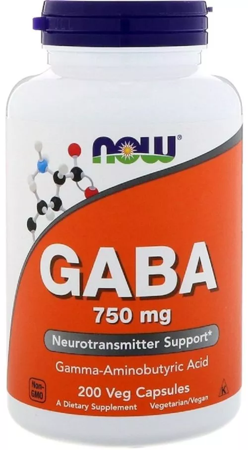 Аминокислота Now Foods GABA (Гамма-аминомасляная кислота) 750 мг 200 капсул (733739001290) - фото №3
