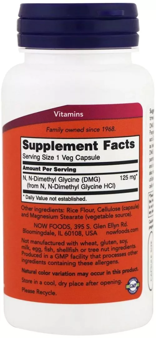 Амінокислота Now Foods Диметилгліцин 125 мг 100 вегетаріанських капсул (733739004727) - фото №2
