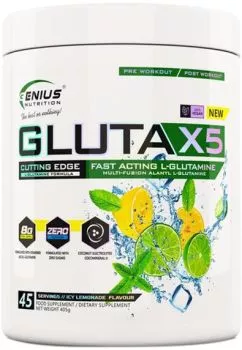 Глютамін Genius Nutrition Gluta-X5 405 г Холодний лимонад (7357849743234)