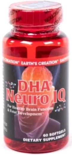 Жирные кислоты Earths Creation DHA Nuero IQ 60 капсул (608786862203)