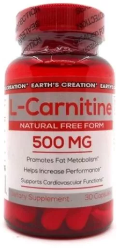Жироспалювач Earths Creation L Carnitine 500 мг 30 капсул (608786009677)