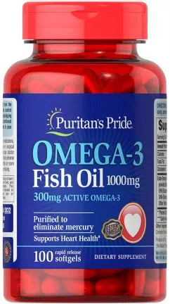 Жирні кислоти Puritan's Pride Omega-3 Fish Oil 1000 мг 100 капсул (074312138324)