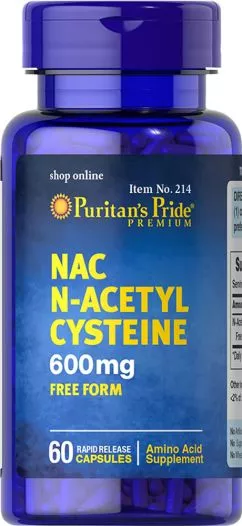 Аминокислота Puritan's Pride N-Acetyl Cysteine (NAC) 600 мг 60 капсул (74312102141)