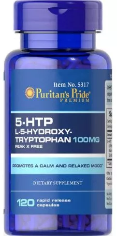 Амінокислота Puritan's Pride 5-HTP 100 mg (Griffonia Simplicifolia) 120 капсул (074312153174)
