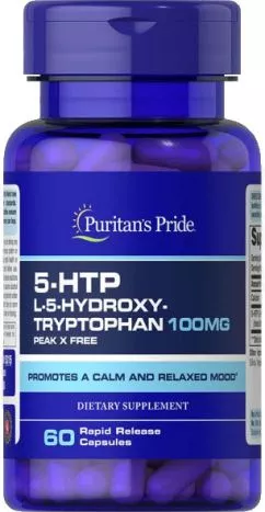 Амінокислота Puritan's Pride 5-HTP 100 mg (Griffonia Simplicifolia) 60 капсул (074312153150)