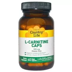 Жироспалювач Country Life L-Carnitine 500 мг 60 капсул (015794010753)