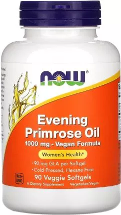 масло примулы NOW Foods Evening Primrose Oil 1000 мг 90 веган. капсул (733739017581)