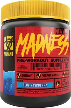 Предтренировочный комплекс Mutant Madness 225 г со вкусом Голубой малины (627933026145)
