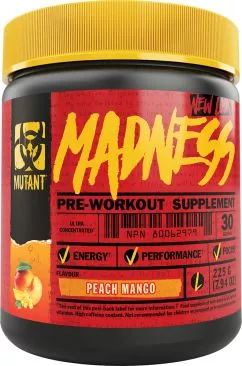Предтренировочный комплекс Mutant Madness 225 г со вкусом персика и манго (627933026176)