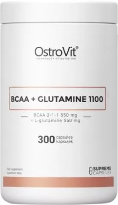 Аминокислота ВСАА OstroVit BCAA + Glutamine 1100 мг 300 капсул (5903246228427)