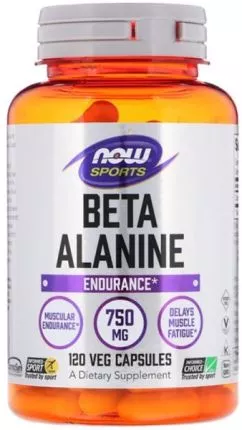 Аминокислота, NOW Foods Beta Alanine 750 мг - 120 веганских капсул (733739020086)