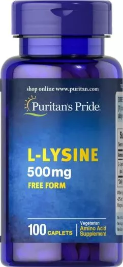 Амінокислота Л-лізин, Puritan's Pride L-Lysine 500 мг – 100 капсул (025077128068)