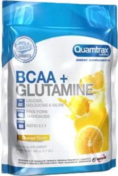 Аминокислота Quamtrax BCAA 2:1:1 + Glutamine 500 г Апельсин (8436046974630)