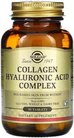 Амінокислотний комплекс Solgar Collagen Hyaluronic Acid Complex 120 мг 30 таблеток (SOL417)
