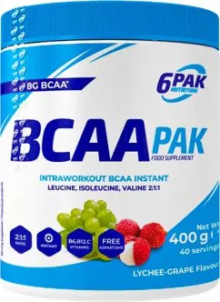 Амінокислота 6PAK BCAA 400 г Лічі-Виноград (5902811801621)