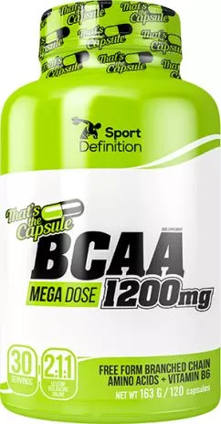 Амінокислота Sport Definition Mega Dose BCAA 1200 мг 120 капсул (5906660497769)
