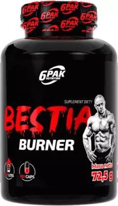Жироспалювач 6PAK Nutrition Bestia Burner для схуднення 100 к (5902811814379)