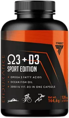 Жирні кислоти з вітаміном D3 для спортсменів Trec Nutrition Omega-3 + D3 Sport Edition 120 капсул (5902114040826)