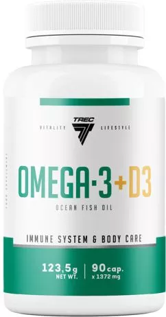 Жирные кислоты с витамином D3 Trec Nutrition Omega-3+D3 90 капсул (5902114040574)