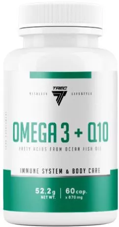 Жирные кислоты с Q10 Trec Nutrition Omega 3+Q10 60 капсул (5902114043339)