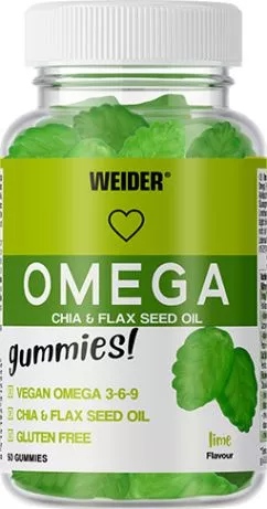 Харчова добавка Weider Omega Chia & Flax Seed Oil 50 жувальних таблеток (8414192312544)