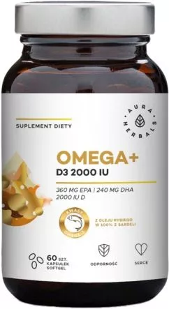 Пищевая добавка Aura Herbals омега Витамин D3 2000 МЕ 60 шт. (5902479612911)