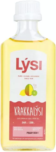 Омега-3 рыбий жир LYSI KIDS для детей с витаминами А, Д, Е со вкусом манго, лимона и лайма 240 мл (НВ060)