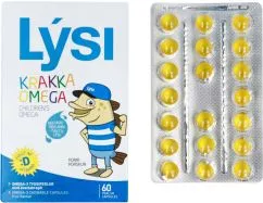 Омега-3 LYSI KIDS для детей с витамином D жевательный с фруктовым вкусом 60 капсул (РО343)