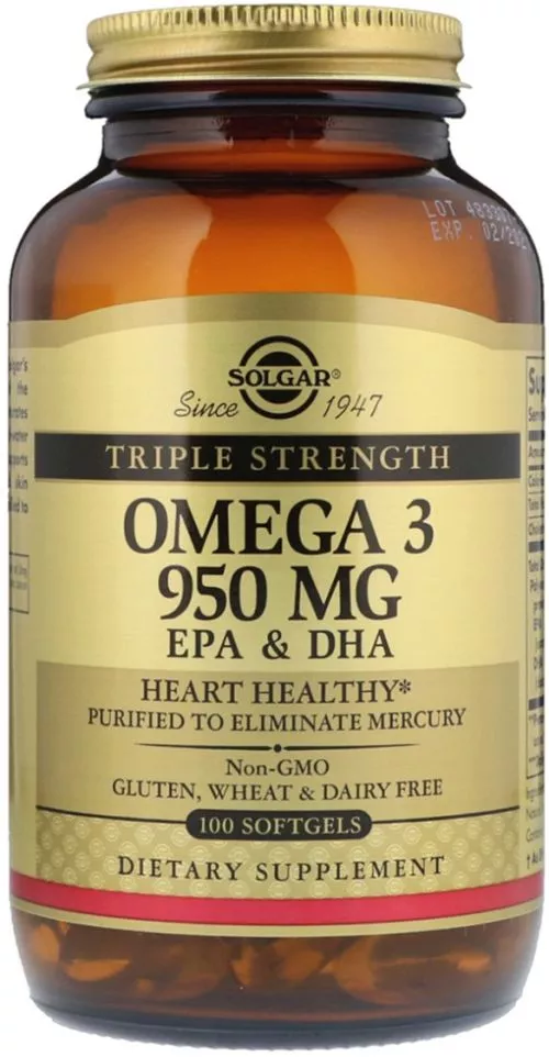 Жирні кислоти Solgar Omega-3 EPA, DHA Потрійна Сила 950 мг 100 капсул (33984020580) - фото №3
