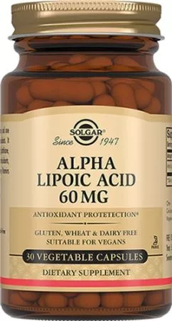 Альфа-ліпоєва кислота Solgar 60 мг, 30 капсул (33984000551)
