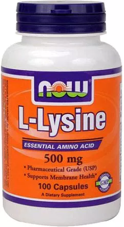 Амінокислота NOW L-Lysine 500 мг 100 капсул (733739001108)