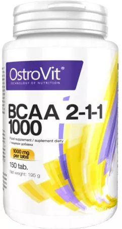 Амінокислота OstroVit BCAA 1000 2-1-1 150 таблеток (5902232611328)