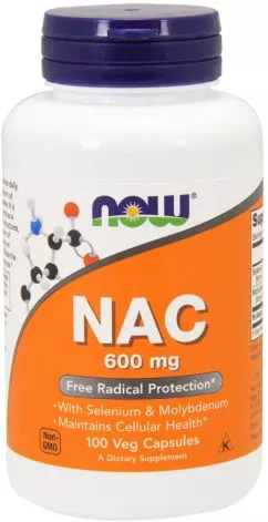 Амінокислота Now Foods NAC (N-Ацетил-L-Цистеїн) 600 мг 100 гелевих капсул (733739000859)