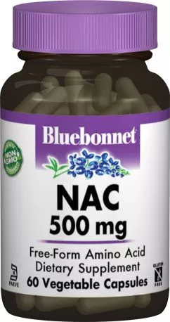 Аминокислота Bluebonnet Nutrition NAC (N-Ацетил-L-Цистеин) 500 мг 60 гелевых капсул (743715000643)
