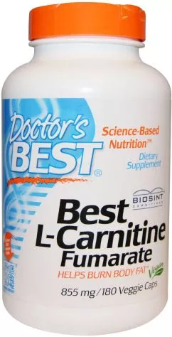 Амінокислота Doctor's Best L-Карнітин Фумарат 855 мг Biosint 180 гелевих капсул (753950001541)