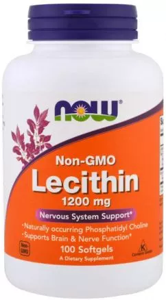 Аминокислота Now Foods Подсолнечный Лецитин 1200 мг 100 желатиновых капсул (733739023117)