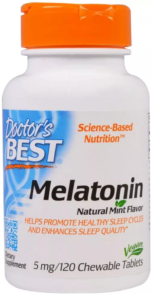 Аминокислота Doctor's Best Мелатонин 5 мг Мятный вкус 120 жевательных таблеток (753950004078) - фото №3