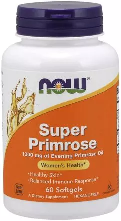 Натуральна добавка Now Foods Super Primrose Масло Примули Вечірньої 1300 мг 60 желатинових капсул (733739017550)